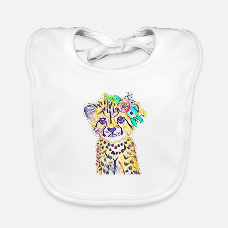 guépard - Bavoir bio Bébé - blanc