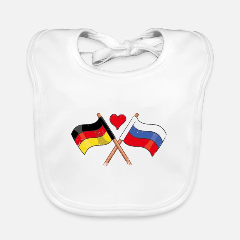 J’aime la Russie Allemagne Drapeau Coeur Drapeau - Bavoir bio Bébé - blanc