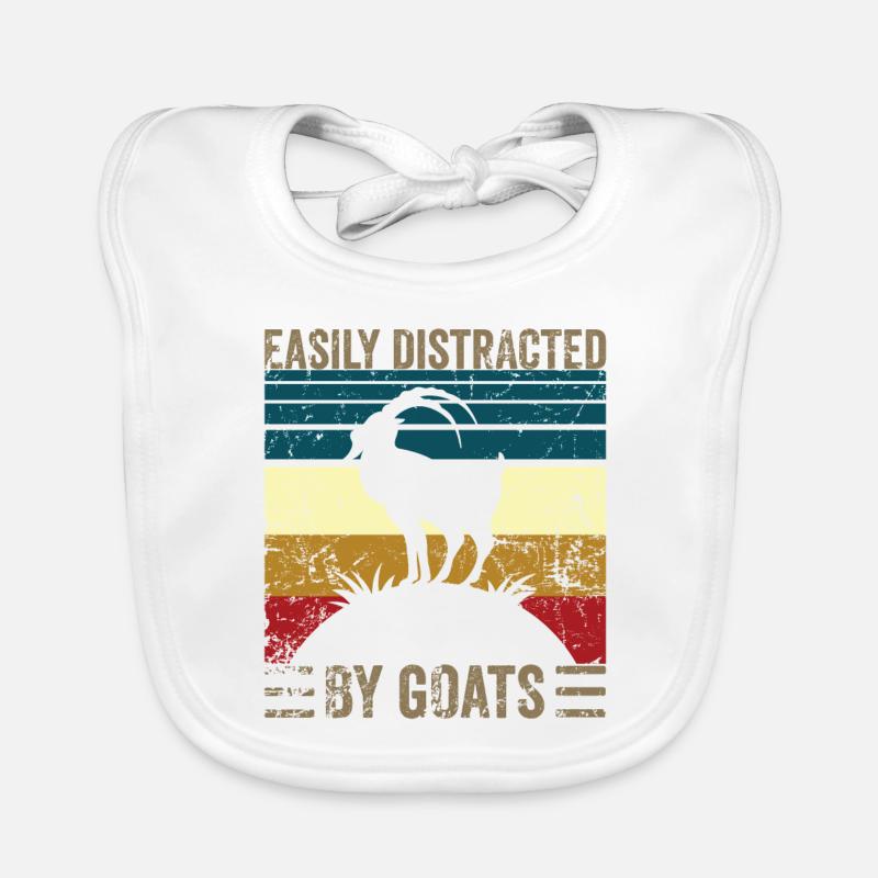 Easily distracted by goats - Bavoir bio Bébé - blanc