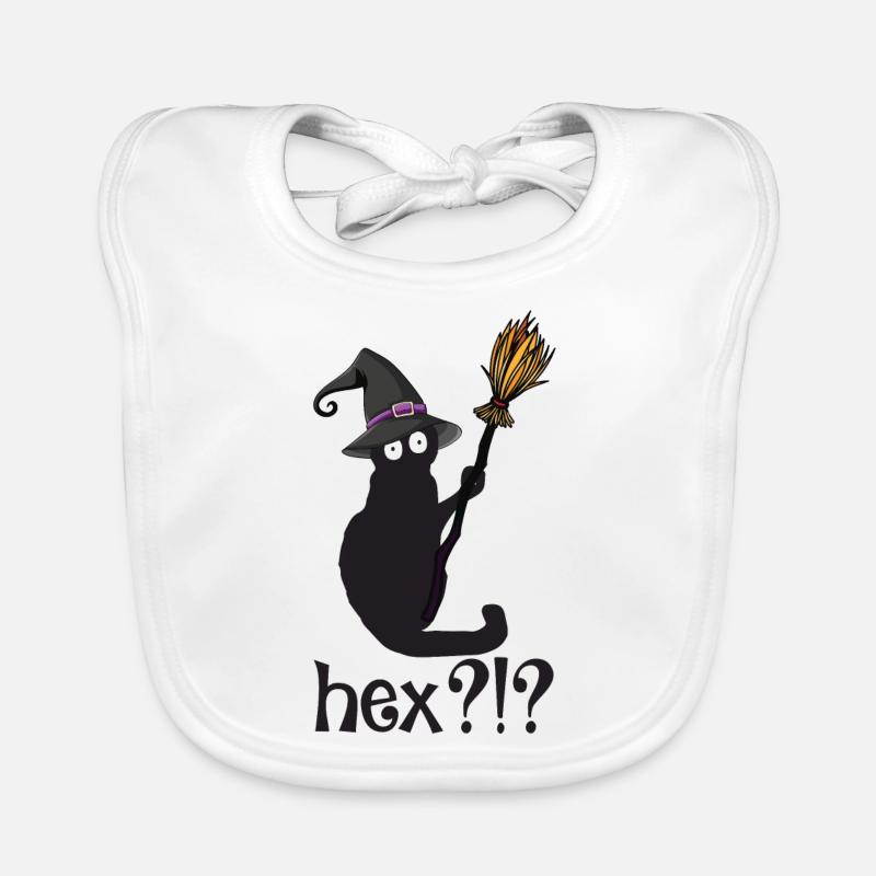 Hex Witch Cat Halloween - Baby Bio-Lätzchen - Weiß