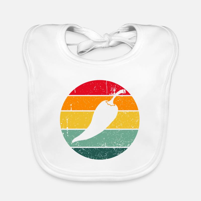 Vintage Retro Chilli Scharf Geschenk Chili - Baby Bio-Lätzchen - Weiß
