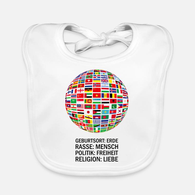 nice peace all flags "against racism" Organic Baby Bibs