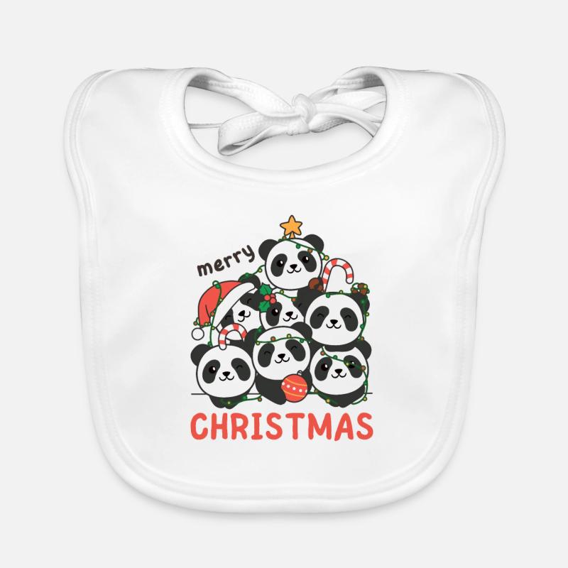 Panda Arbre de Noël Joyeux Noël Bavoir bio Bébé