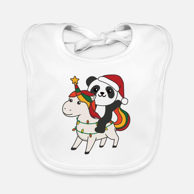 Licorne de Noël Panda Joyeux Noël Licorne Bavoir bio Bébé