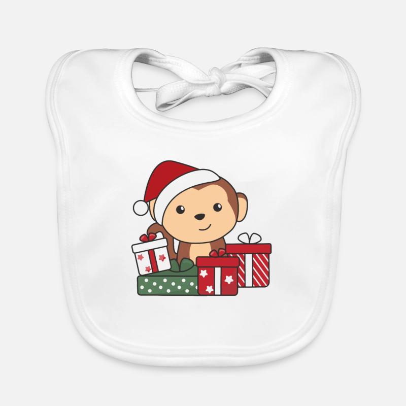 Monkey Christmas Gift Winter Animals Monkeys Organic Baby Bibs