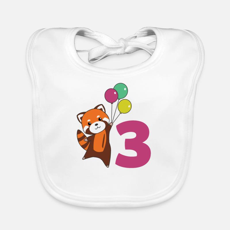Roter Panda dritter Geburtstag Luftballons Kinder Baby Bio-Lätzchen