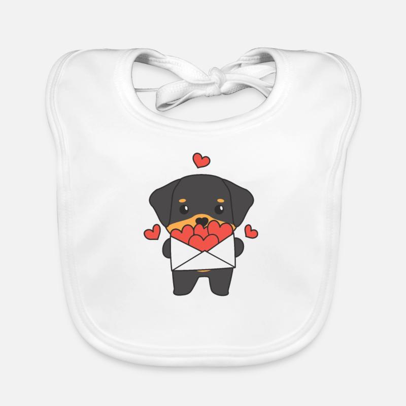 Rottweilers pour la Saint-Valentin animaux mignons avec des cœurs Bavoir bio Bébé