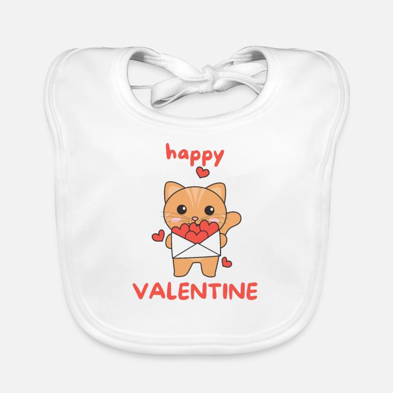 Chat pour la Saint-Valentin animaux mignons avec des cœurs Bavoir bio Bébé