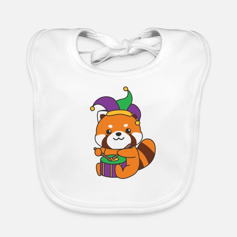 Panda rouge de carnaval avec tambour Costume de carnaval Bavoir bio Bébé