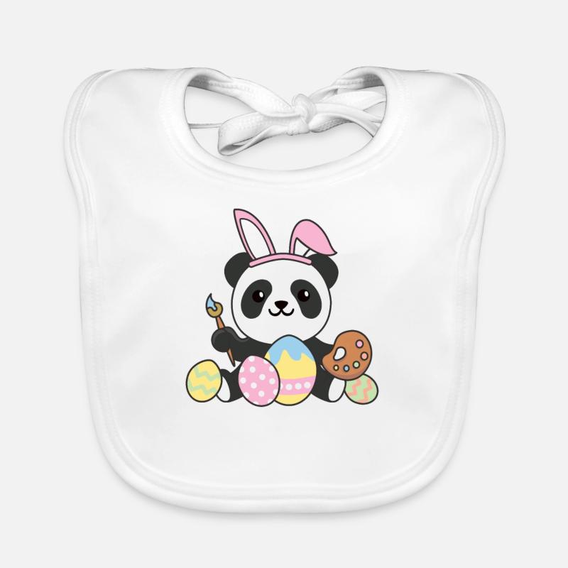 joyeuses Pâques panda mignon Pâques avec œufs de Pâques Bavoir bio Bébé