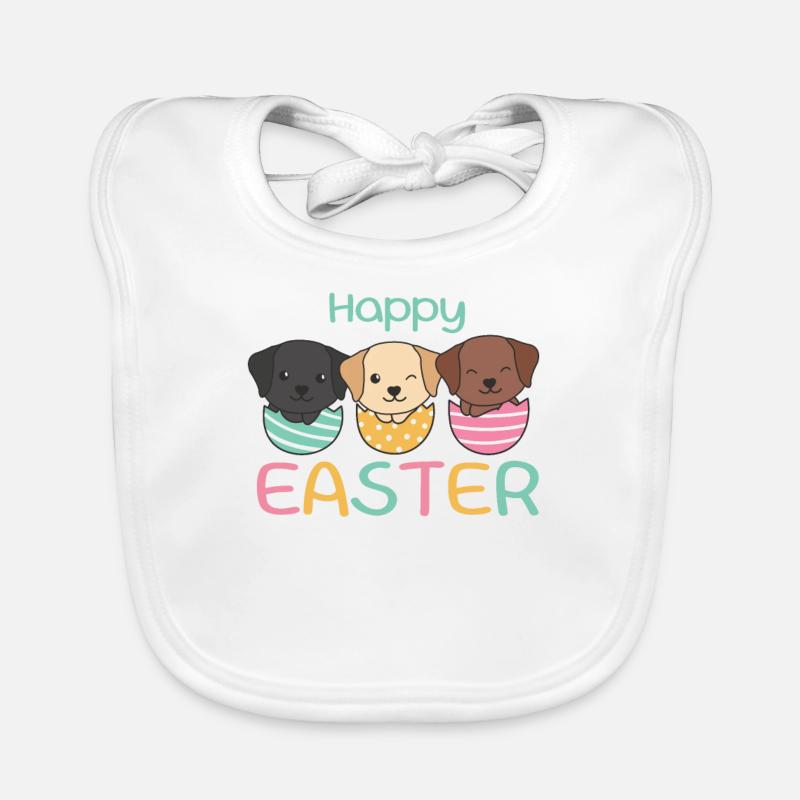 cute dogs at Easter with Easter eggs Labrador Organic Baby Bibs