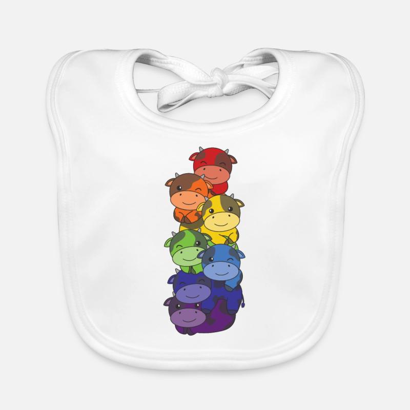 Rainbow Flag Pride LGBTQ Mignon Cow Stack Bavoir bio Bébé