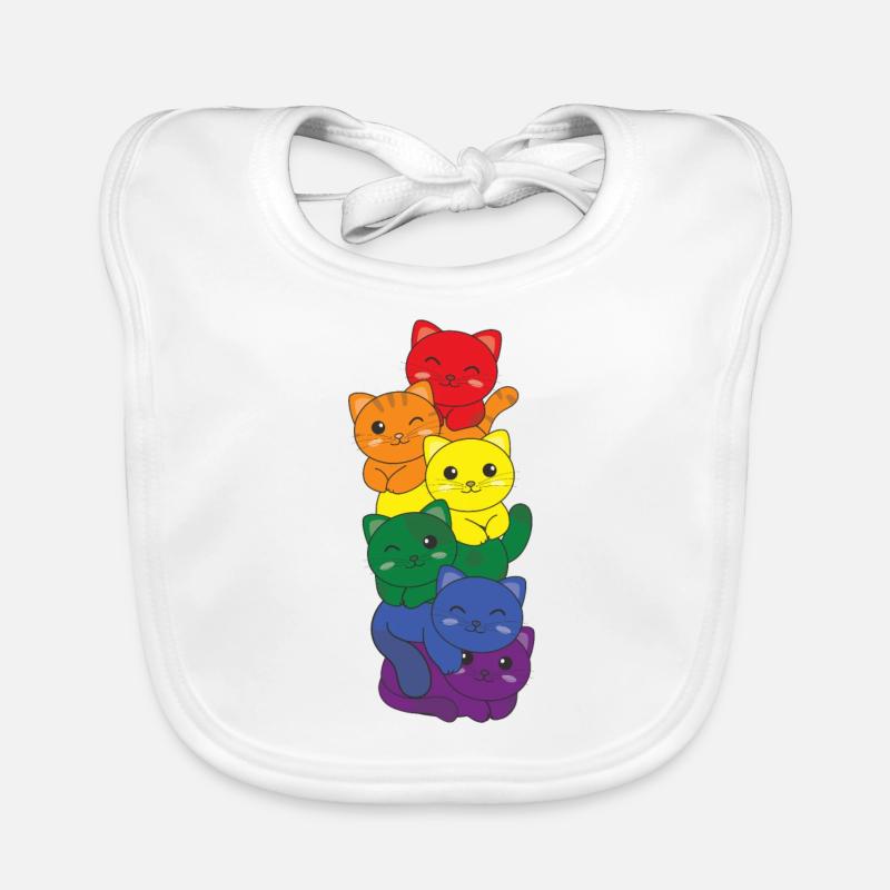 Rainbow Flag Pride LGBTQ Mignon Cat Stack Bavoir bio Bébé