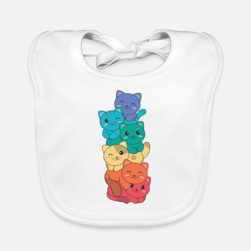 Rainbow Flag Pride LGBTQ Mignon Cat Stack Bavoir bio Bébé