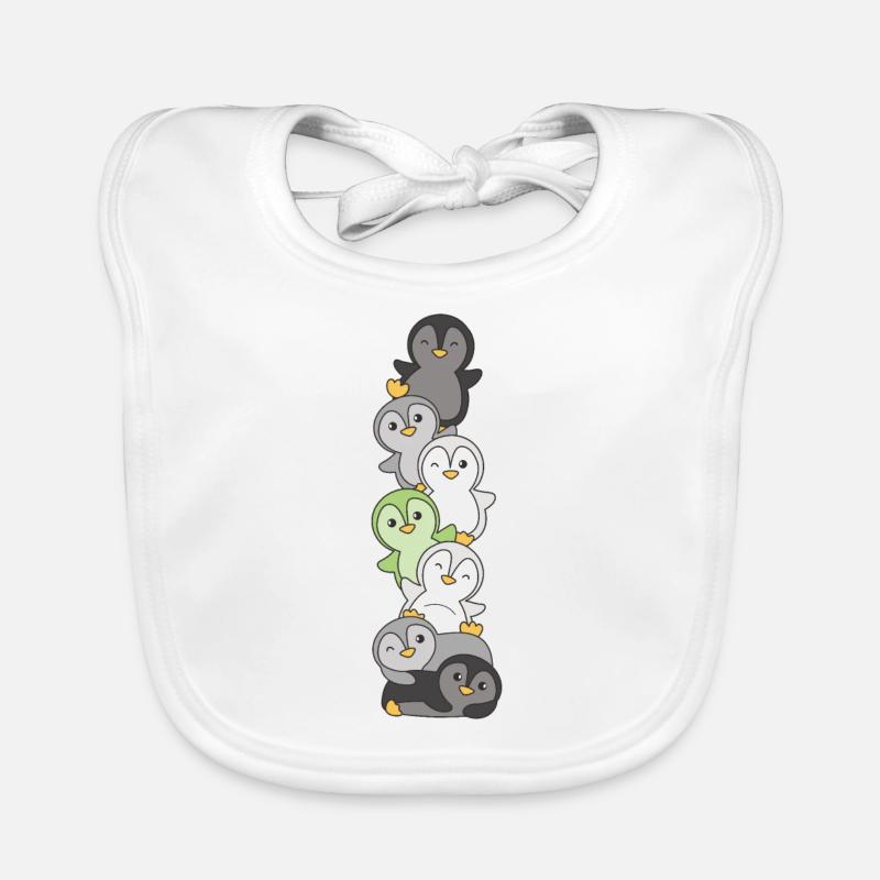 Agender Drapeau Pride LGBTQ Mignon Penguin Stack Bavoir bio Bébé