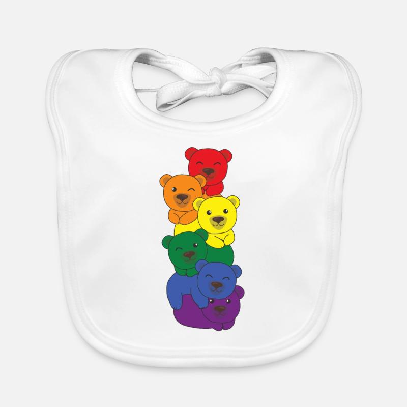 Rainbow Flag Pride LGBTQ Mignon Bear Stack Bavoir bio Bébé