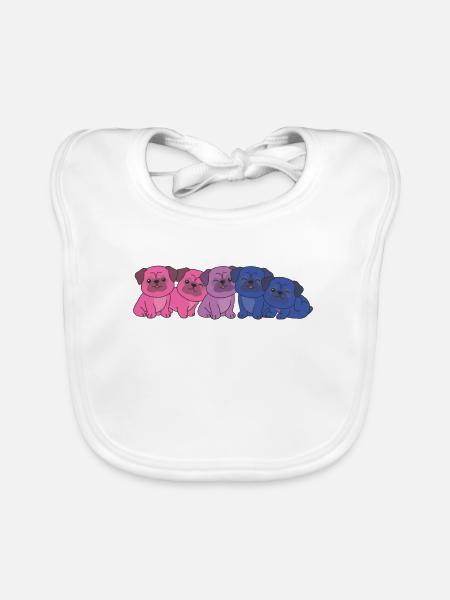 Bisexuell Flag Pride LGBTQ süßer Mops - Baby Bio-Lätzchen - Weiß