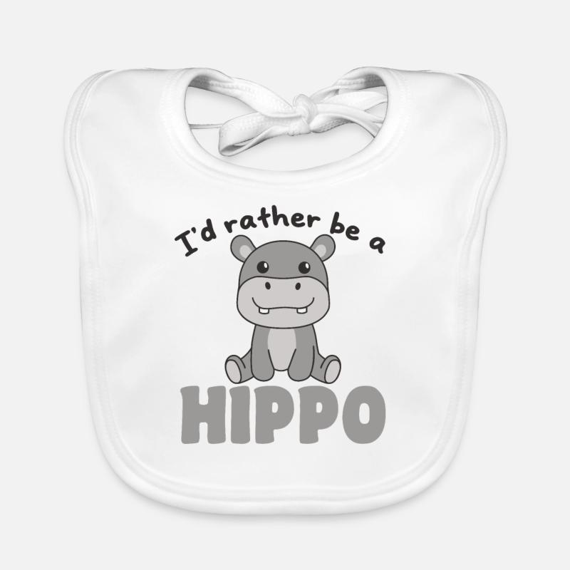 Je préfère être un hippopotame - hippopotame mignon - Bavoir bio Bébé - blanc