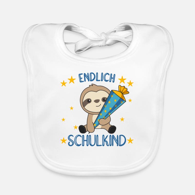 endlich Schulkind Einschulung Schule Faultier Baby Bio-Lätzchen