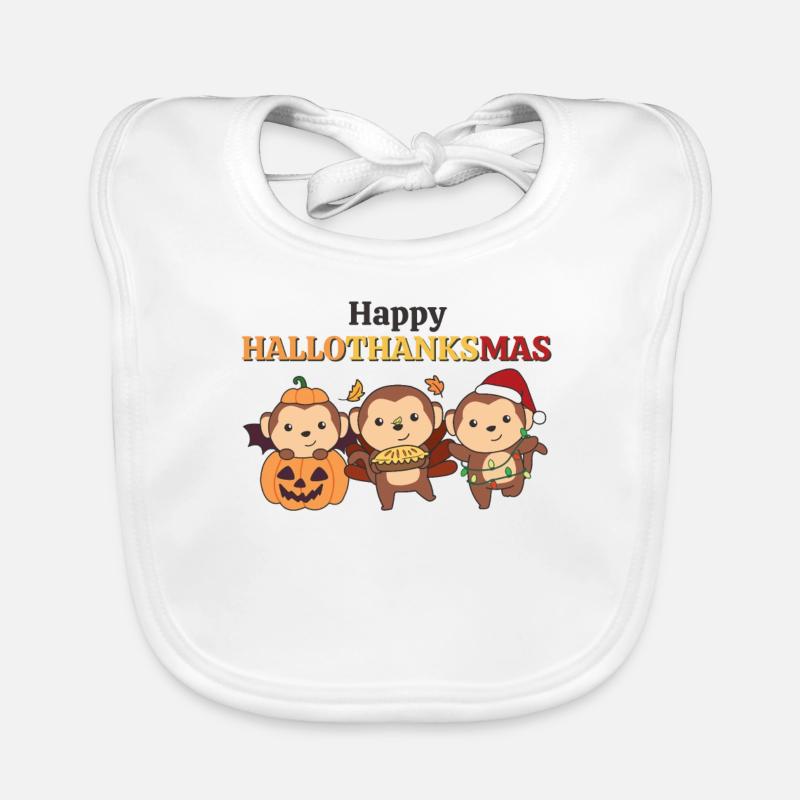Joyeux Hallothanksmas Singe de Noël Singe Bavoir bio Bébé