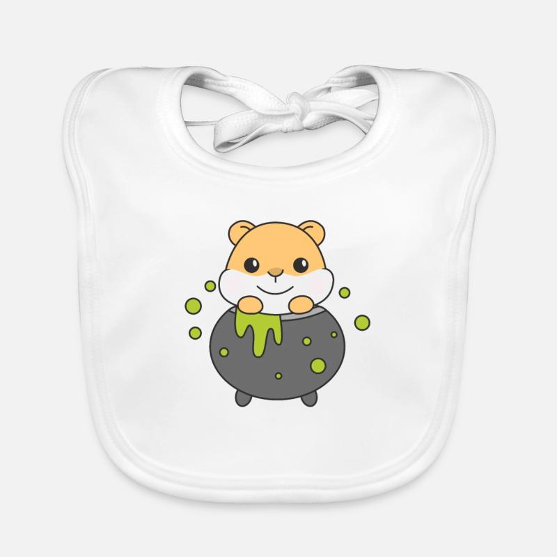Hamster Happy Halloween Witch's Cauldron Bat Organic Baby Bibs