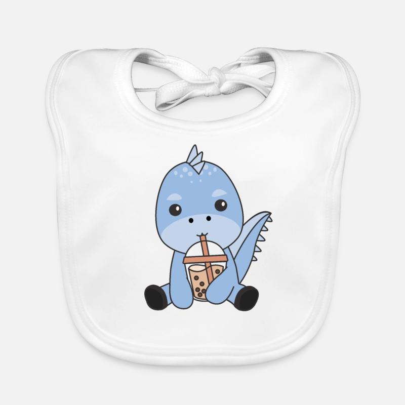 Dino Bubble Tea Dinos Cute Animals Organic Baby Bibs