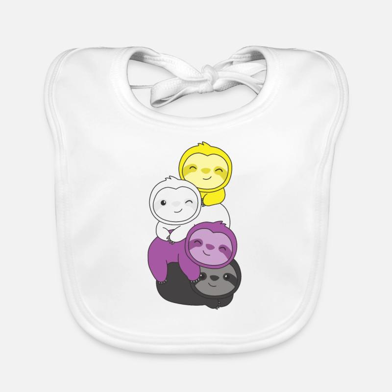 Nonbinary Flag Pride LGBTQ Cute Sloth Bunch Organic Baby Bibs