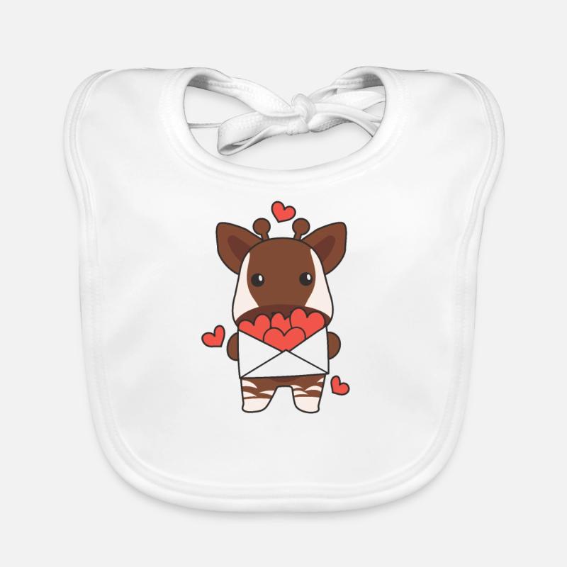 Okapi for Valentine's Day Cute Animals with Hearts Organic Baby Bibs