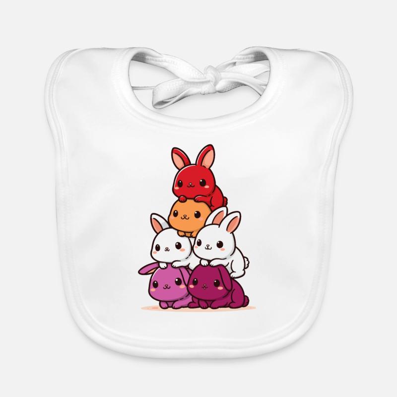 Lapins Lesbienne Drapeau Mois de la fierté Mignon Lapin Bavoir bio Bébé