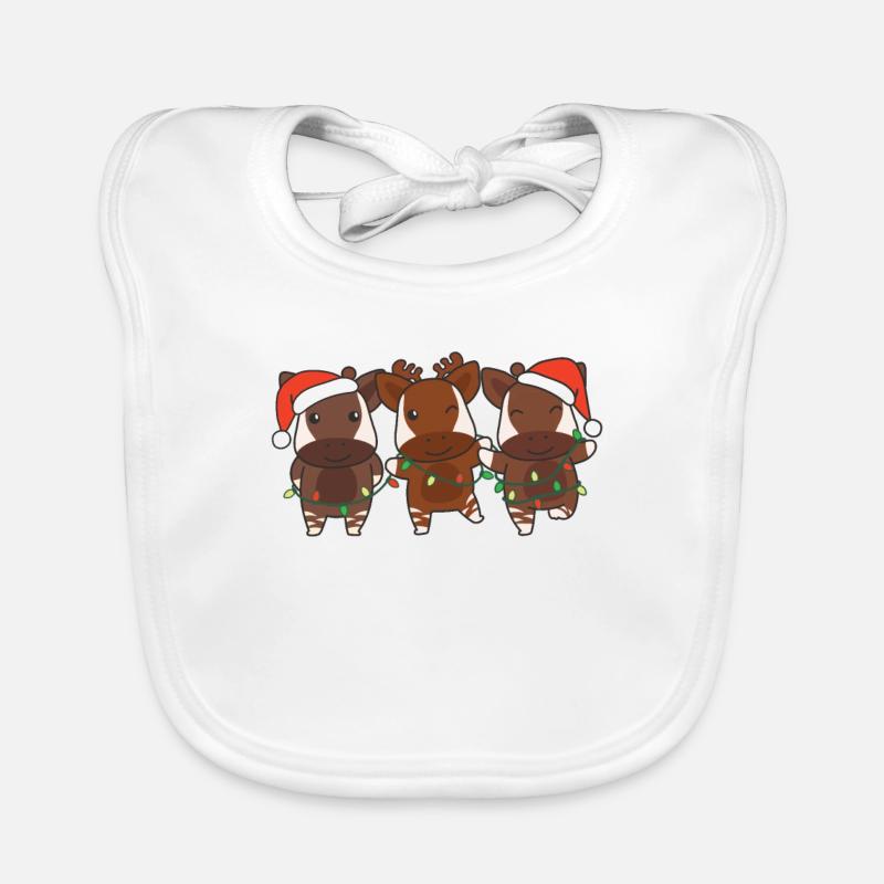 Okapi Noël Hiver Animaux Okapi Bavoir bio Bébé