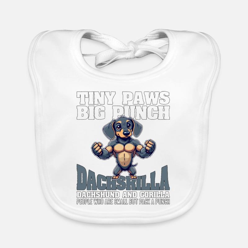 TINY PAWS BIG PUNCH - TECKEL ET GORILLE Bavoir bio Bébé