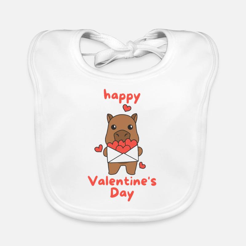 Saint-Valentin Capybara Animaux mignons avec des cœurs Bavoir bio Bébé