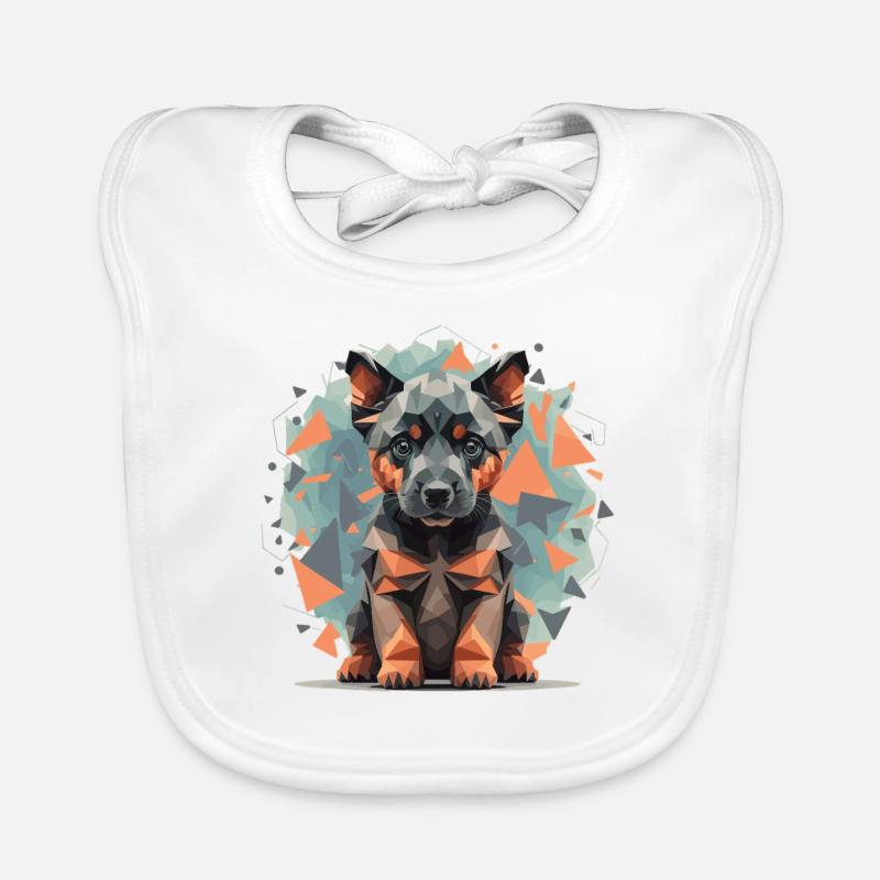 Low-Poly German Shepherd Organic Baby Bibs