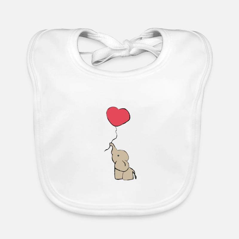 Süßer Elefant mit Ballon - Geschenkidee - Geschenk - Baby Bio-Lätzchen - Weiß