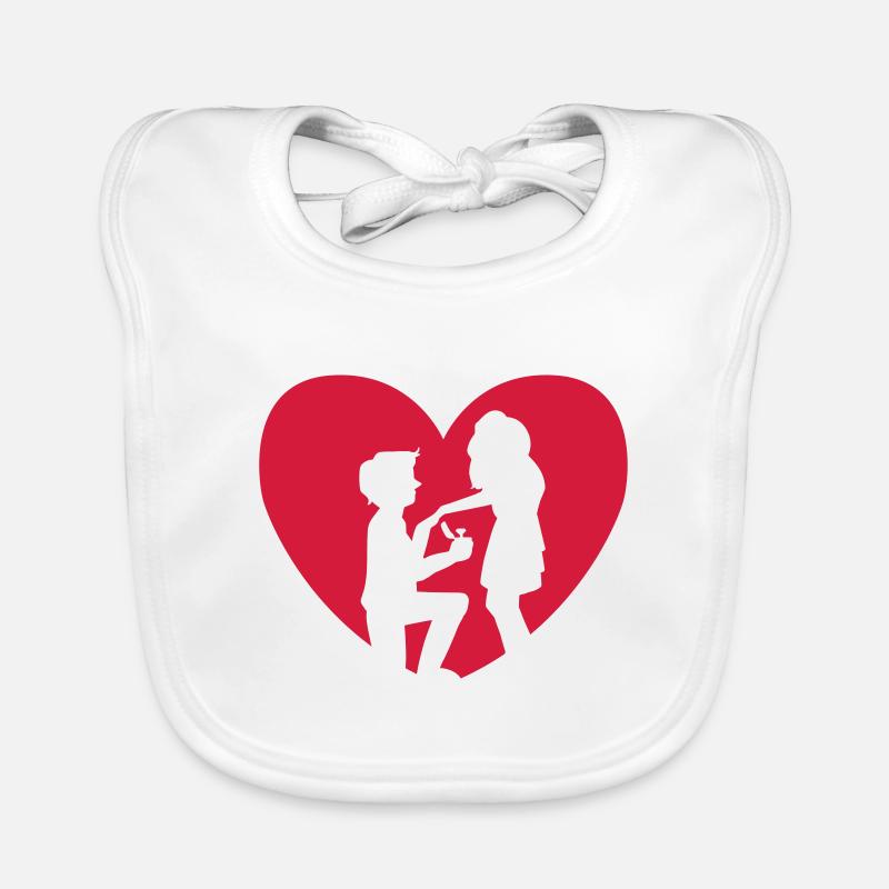 Demande en mariage coeur - mariage motion - Bavoir bio Bébé - blanc