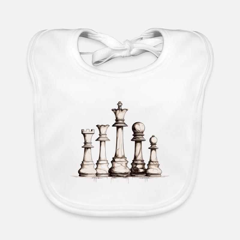 Échecs - Bavoir bio Bébé - blanc