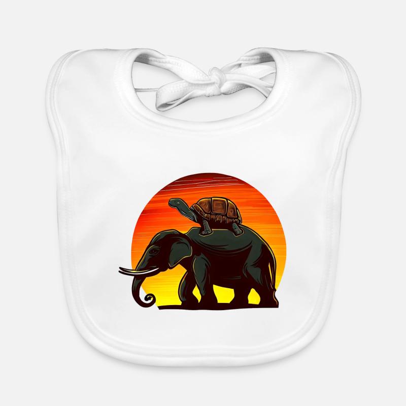 Elefant Schildkröte Sunset Design Baby Bio-Lätzchen
