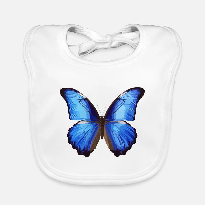 Blauer Morpho-Schmetterling - Baby Bio-Lätzchen - Weiß