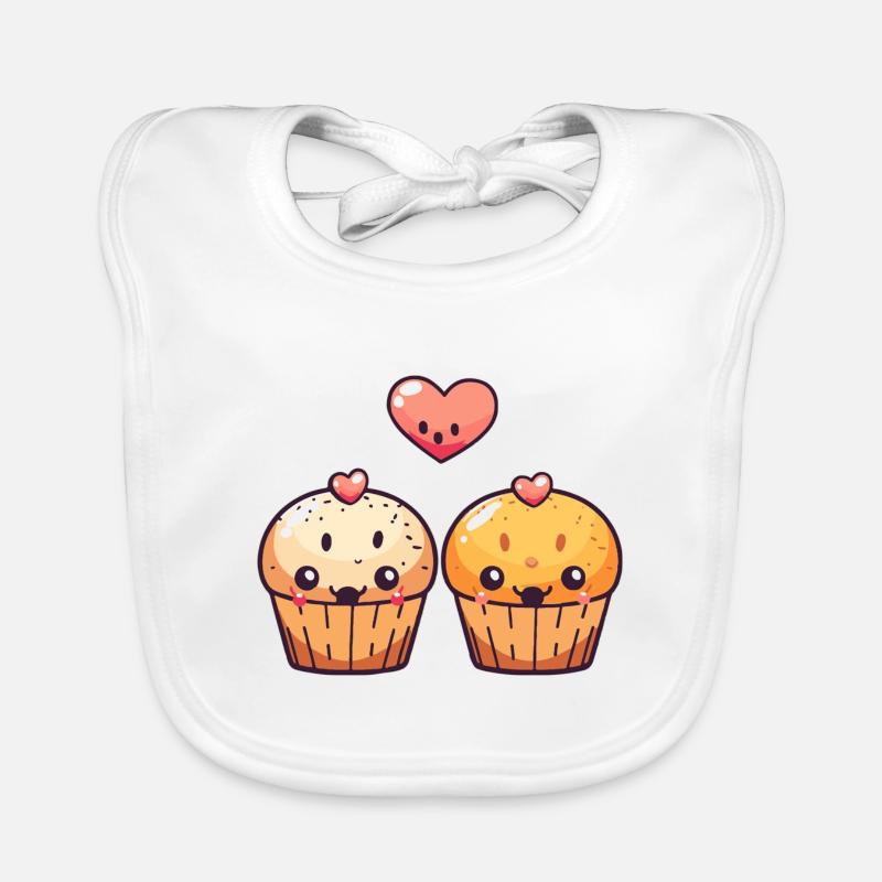 Cupcake Paar Liebe Herz Comic Baby Bio-Lätzchen