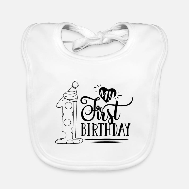 Mon premier anniversaire noir - Bavoir bio Bébé - blanc