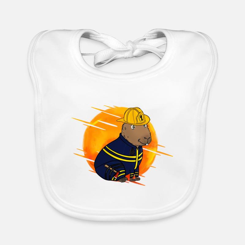 Fireman Capybara Organic Baby Bibs