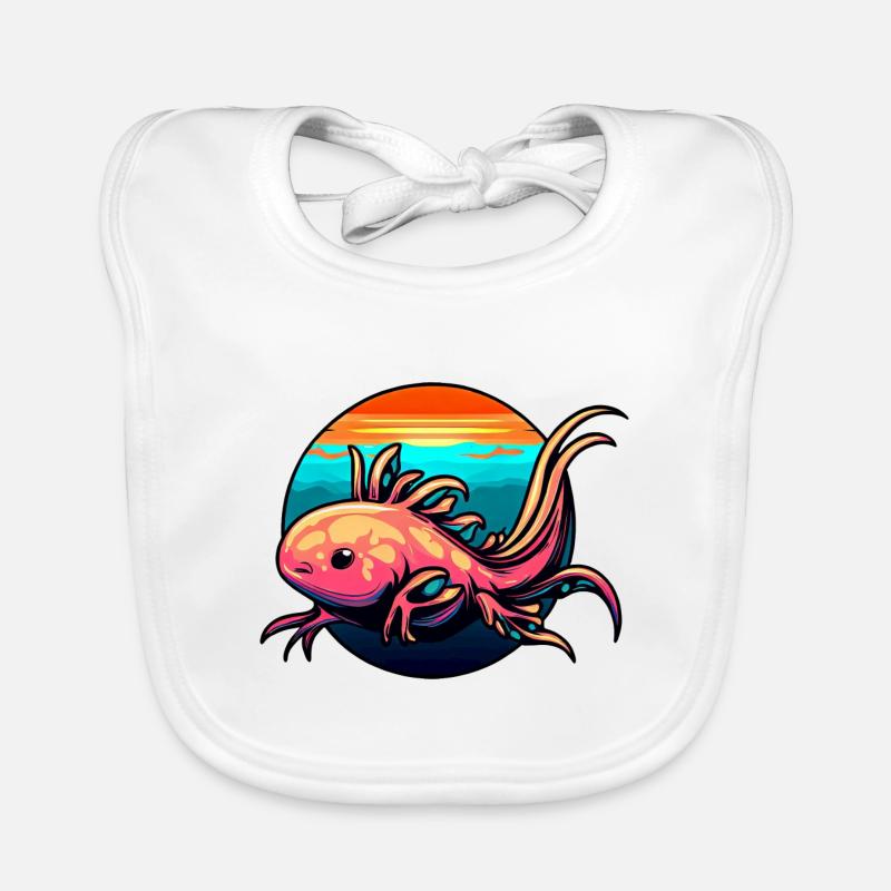 Mignon Axolotl Design Coucher de soleil Coucher de soleil Bavoir bio Bébé
