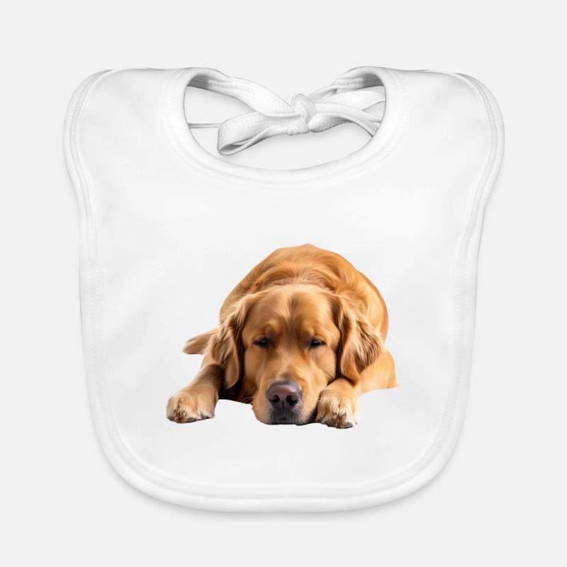 Golden retriever - Bavoir bio Bébé - blanc