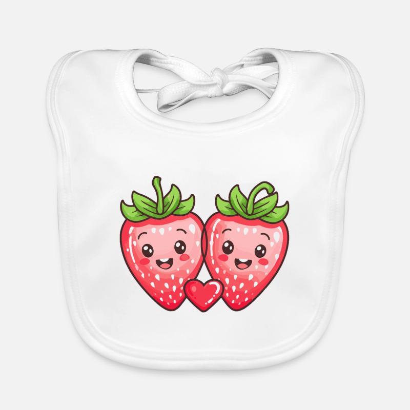 Erdbeeren Paar Liebe Herz Comic Baby Bio-Lätzchen