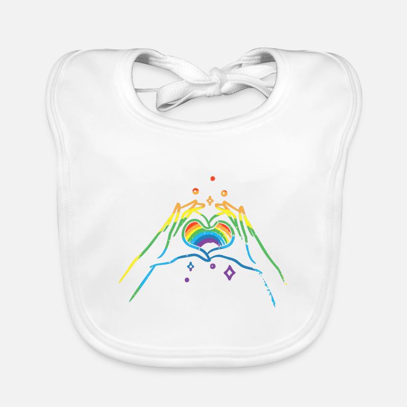 CSD LGBT Hände formen Regenbogen Herz Pride Baby Bio-Lätzchen