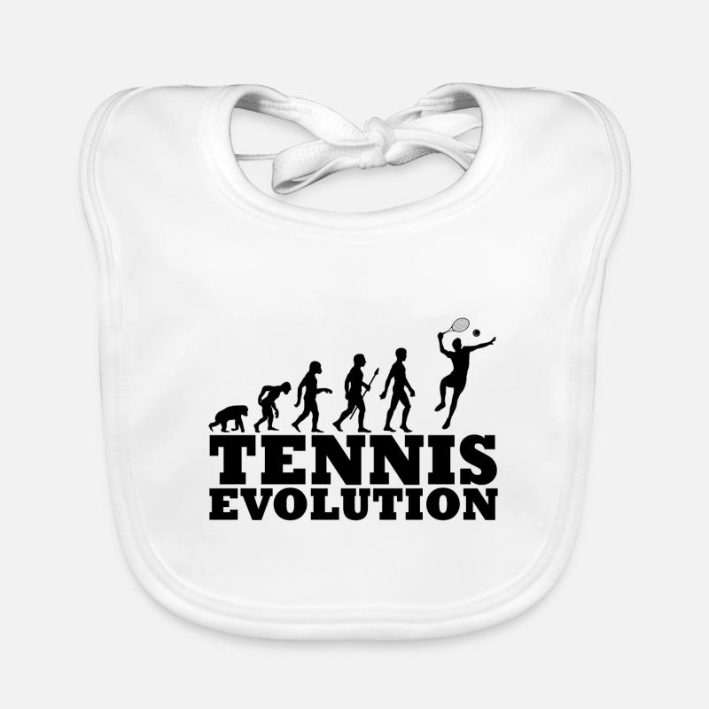 Tennis Evolution Illustration Geschenkidee schwarz Baby Bio-Lätzchen