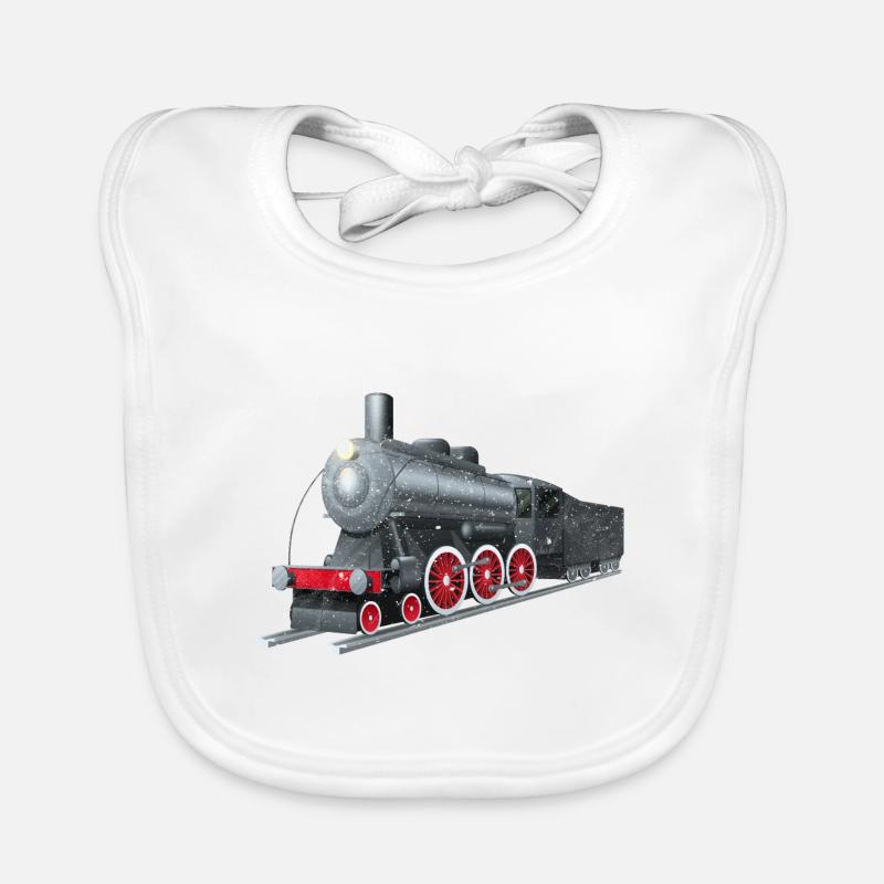 Train - Bavoir bio Bébé - blanc