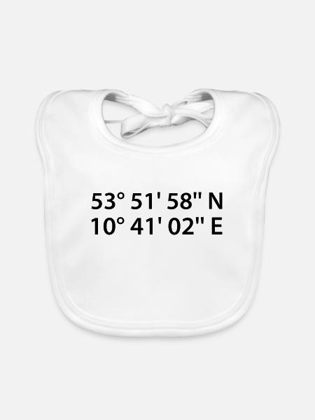 Lübeck Coordinates - Organic Baby Bibs - white - Front