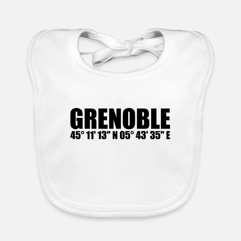 Coordonnées de Grenoble - Bavoir bio Bébé - blanc