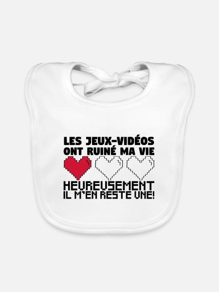 Les Jeux-Vidéos ont ruiné ma vie. - Bavoir bio Bébé - blanc - Devant